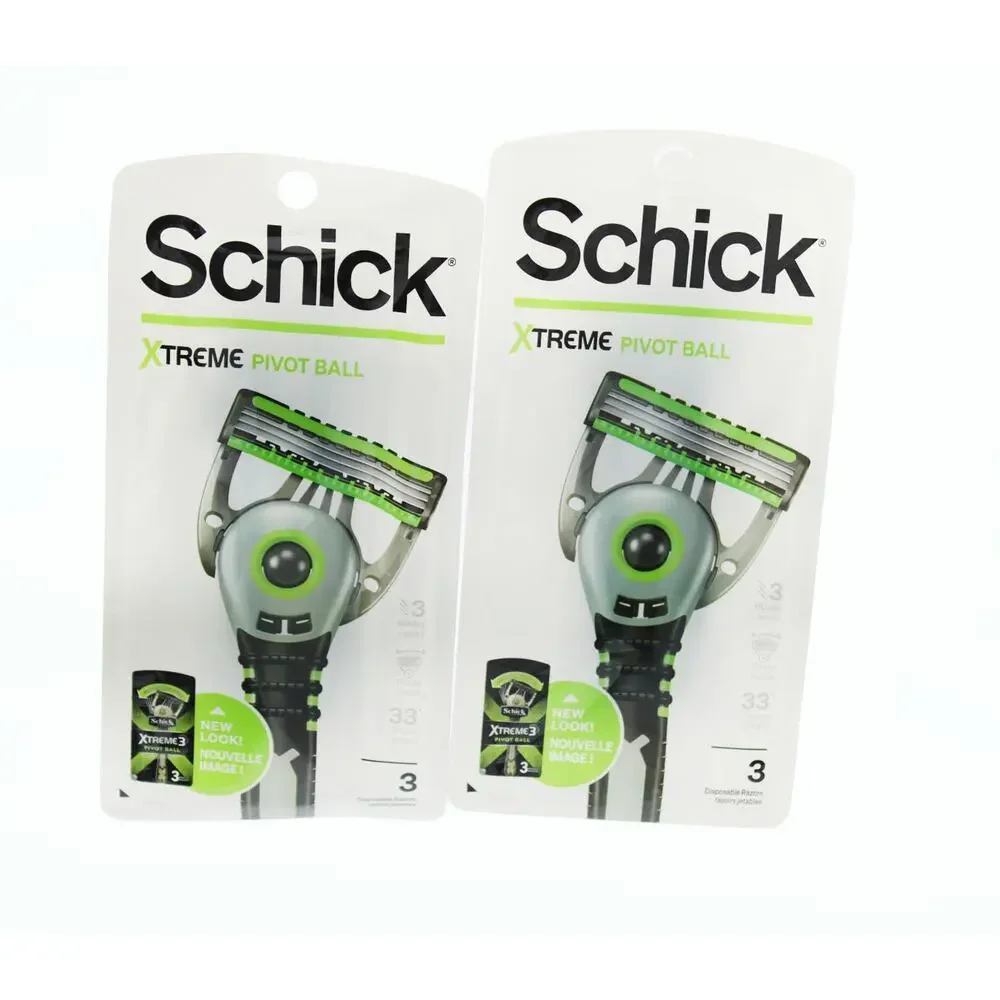 Men Razor Schick 3 Pack Xtreme Pivot Ball Disposable Razor‎ 2 Pcs